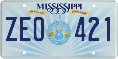 MS license plate ZEO421