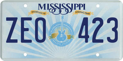 MS license plate ZEO423