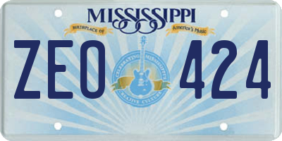 MS license plate ZEO424