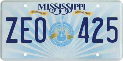 MS license plate ZEO425