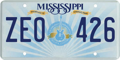 MS license plate ZEO426