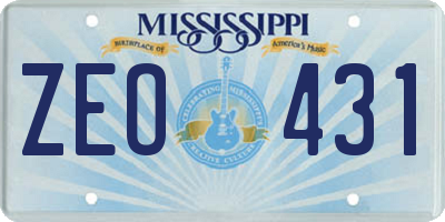 MS license plate ZEO431