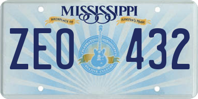 MS license plate ZEO432