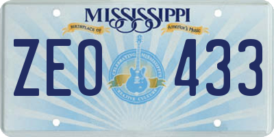 MS license plate ZEO433