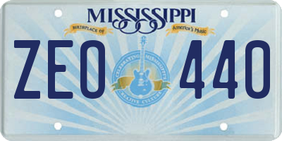 MS license plate ZEO440