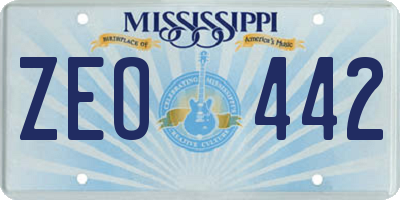 MS license plate ZEO442