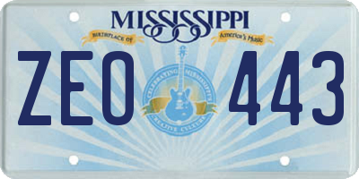 MS license plate ZEO443