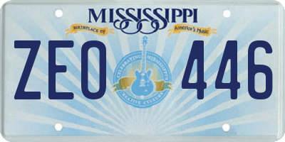 MS license plate ZEO446