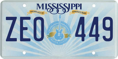 MS license plate ZEO449