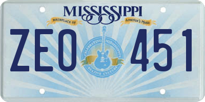 MS license plate ZEO451