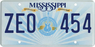 MS license plate ZEO454