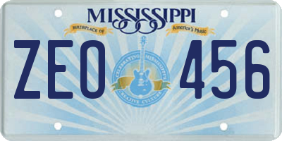 MS license plate ZEO456