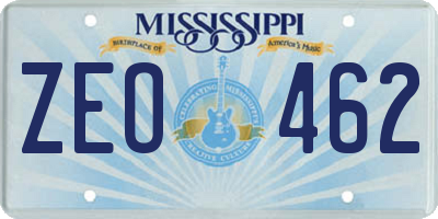 MS license plate ZEO462