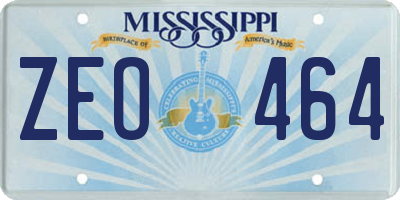 MS license plate ZEO464