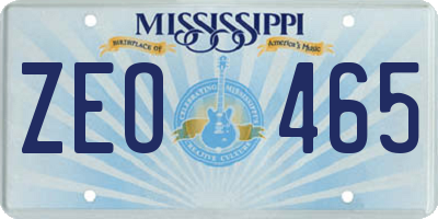 MS license plate ZEO465