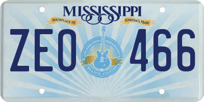 MS license plate ZEO466