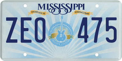 MS license plate ZEO475