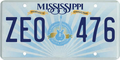 MS license plate ZEO476
