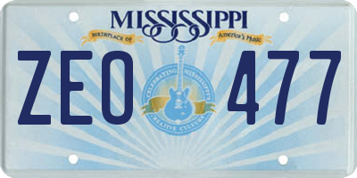 MS license plate ZEO477