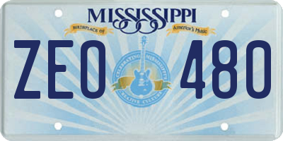 MS license plate ZEO480