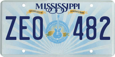 MS license plate ZEO482