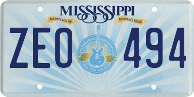 MS license plate ZEO494