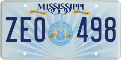 MS license plate ZEO498
