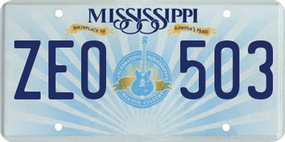 MS license plate ZEO503