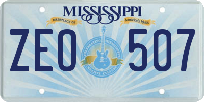 MS license plate ZEO507