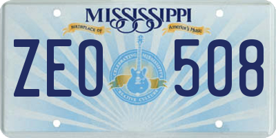 MS license plate ZEO508