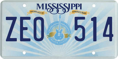 MS license plate ZEO514