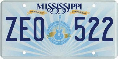 MS license plate ZEO522