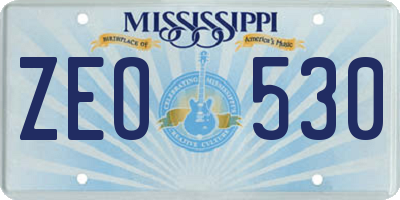 MS license plate ZEO530