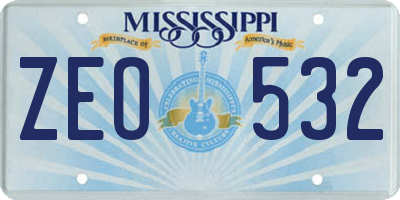 MS license plate ZEO532
