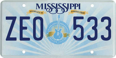 MS license plate ZEO533