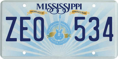 MS license plate ZEO534