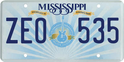 MS license plate ZEO535