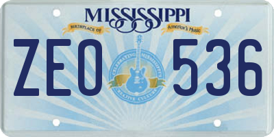 MS license plate ZEO536