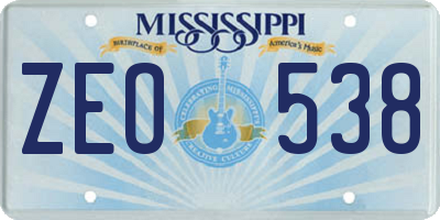 MS license plate ZEO538