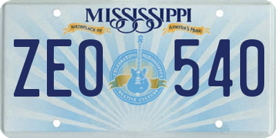 MS license plate ZEO540