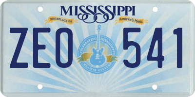 MS license plate ZEO541