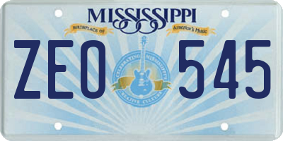 MS license plate ZEO545