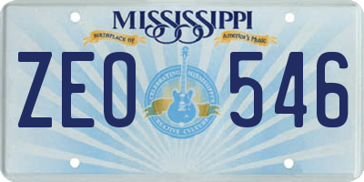 MS license plate ZEO546