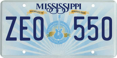 MS license plate ZEO550