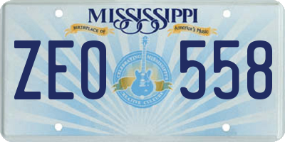 MS license plate ZEO558