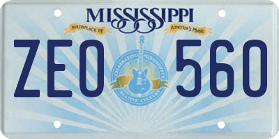 MS license plate ZEO560