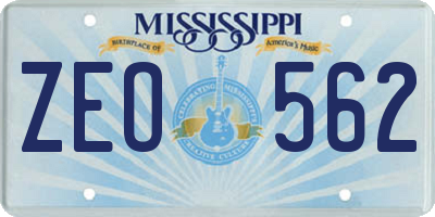 MS license plate ZEO562