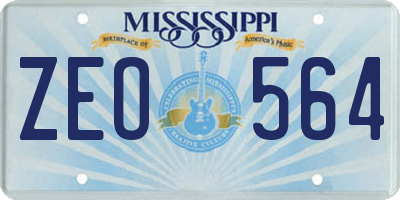 MS license plate ZEO564