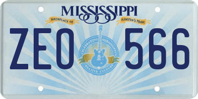 MS license plate ZEO566