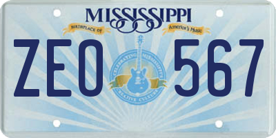 MS license plate ZEO567